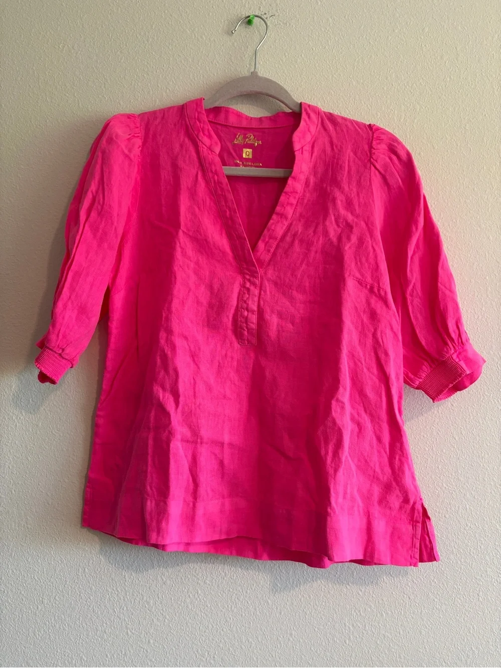 NWT Lilly Pulitzer Mialeigh Top 100% Linen Women’s 0 Passionfruit Pink